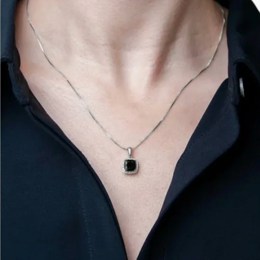 Onyx, Diamonds, and 925 Silver Jewelry Set - Picture 3 of 6